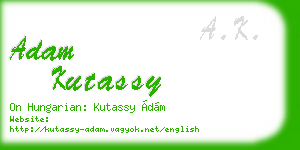 adam kutassy business card